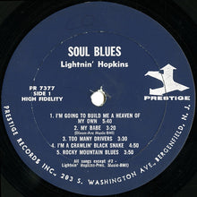 Carica l&#39;immagine nel visualizzatore di Gallery, Lightnin&#39; Hopkins : Soul Blues (LP, Album, Mono)
