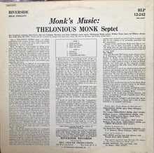 Carica l&#39;immagine nel visualizzatore di Gallery, Thelonious Monk Septet : Monk&#39;s Music (LP, Album, RE)
