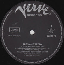 Carica l&#39;immagine nel visualizzatore di Gallery, The Lester Young-Teddy Wilson Quartet : Pres And Teddy (LP, Mono, RE)
