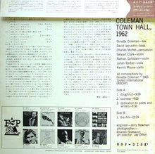Carica l'immagine nel visualizzatore di Gallery, Ornette Coleman : Town Hall · 1962 (LP, Album, RE)
