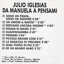 Carica l&#39;immagine nel visualizzatore di Gallery, Julio Iglesias : Da Manuela A Pensami  (CD, Comp)
