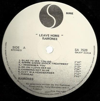 Ramones : Leave Home (LP, Album, Promo)