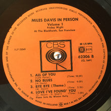 Carica l&#39;immagine nel visualizzatore di Gallery, Miles Davis : In Person, Friday Night At The Blackhawk, San Francisco, Vol. 1 (LP)
