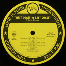 Carica l&#39;immagine nel visualizzatore di Gallery, Leonard Feather&#39;s East Coast Stars &amp; Leonard Feather&#39;s West Coast Stars : West Coast Vs. East Coast - A Battle Of Jazz (LP, Album, Mono, RE)
