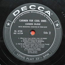 Carica l&#39;immagine nel visualizzatore di Gallery, Carmen McRae : Carmen For Cool Ones (LP, Album, Mono)
