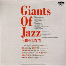 Carica l&#39;immagine nel visualizzatore di Gallery, Dizzy Gillespie, Sonny Stitt, Kai Winding, Thelonious Monk, Al McKibbon, Art Blakey : Giants Of Jazz In Berlin &#39;71 (LP, Album)
