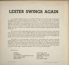 Carica l&#39;immagine nel visualizzatore di Gallery, Lester Young : Lester Swings Again (LP, Album, Mono, RE)
