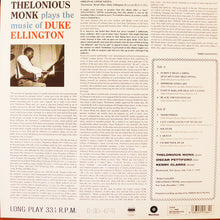Carica l&#39;immagine nel visualizzatore di Gallery, Thelonious Monk, Oscar Pettiford, Kenny Clarke : Thelonious Monk Plays The Music Of Duke Ellington (LP, Album, Mono, Ltd, RE, 180)
