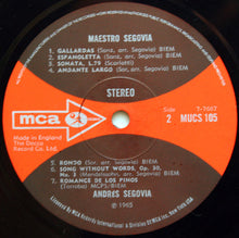 Carica l'immagine nel visualizzatore di Gallery, Andrés Segovia : Maestro Segovia (LP)

