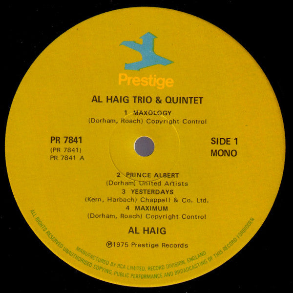 Al Haig : Trio And Quintet! (LP, Comp, Mono, RM)