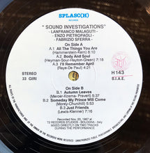 Carica l&#39;immagine nel visualizzatore di Gallery, Lanfranco Malaguti, Enzo Pietropaoli, Fabrizio Sferra : Sound Investigations (LP, Album)
