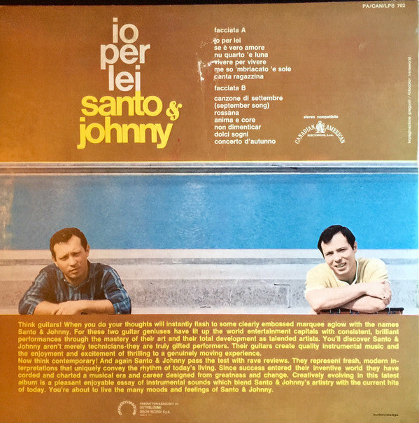 Santo & Johnny - Io Per Lei (LP, Album, Gat) (Very Good Plus (VG+))