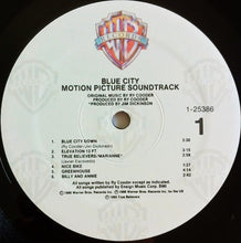 Carica l&#39;immagine nel visualizzatore di Gallery, Ry Cooder : Blue City - Motion Picture Soundtrack (LP, Album, Spe)

