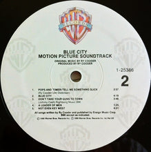 Carica l&#39;immagine nel visualizzatore di Gallery, Ry Cooder : Blue City - Motion Picture Soundtrack (LP, Album, Spe)
