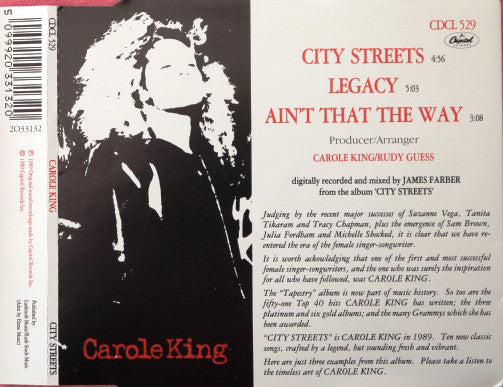 Carole King : City Streets (CD, Maxi, Promo)