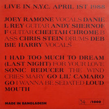 Carica l&#39;immagine nel visualizzatore di Gallery, Joey Ramone : Joey &amp; Friends Live In N.Y.C. April 1st 1988 (7&quot;, Ltd, Num, Unofficial, Red)
