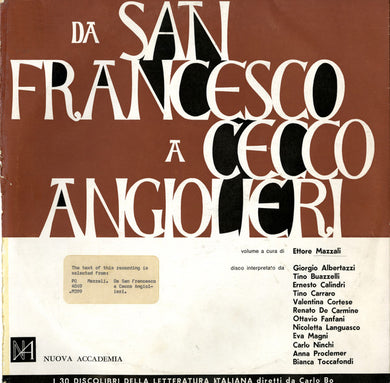 Various : Da San Francesco a Cecco Angiolieri (LP, Comp)